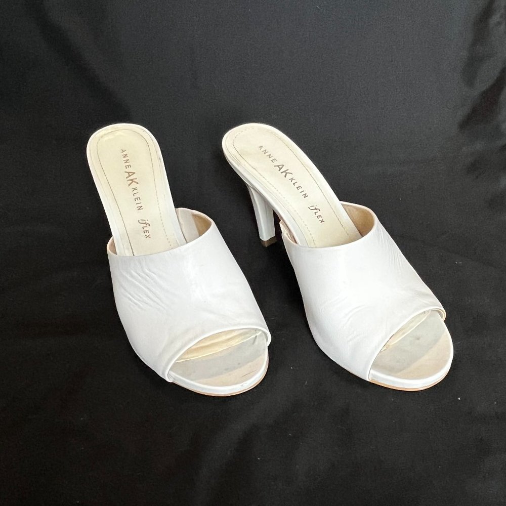 Anne Klein White Open Toe 3" Heels, Size 8